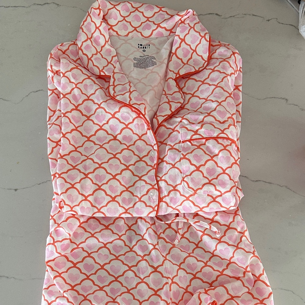 Roller Rabbit x Target Pink and Coral Heart-Print Women’s PJ Set NWT Size Large